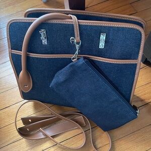 Etienne Aigner Vintage Denim and Brown Tote